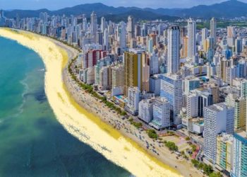 Faixa de areia vai mudar de cor após alargamento da praia em Balneário Camboriú