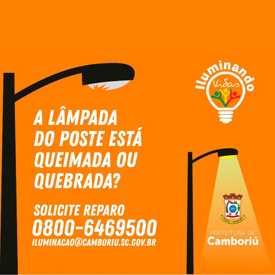 Serviço de manutenção de iluminação pública em Camboriú deve ser solicitado prioritariamente por tel