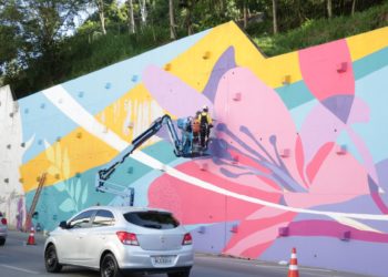 Avenida de Balneário Camboriú ganha painel artístico gigante; maior de Santa Catarina