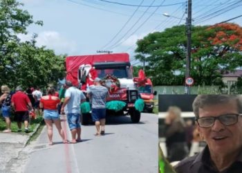 Homem vestido de Papai Noel, morre ao cair da carreta de Natal em Gaspar