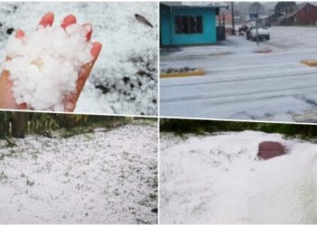 Forte chuva de granizo atinge Urupema e muda paisagem na Serra Catarinense