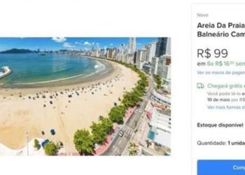 Areia da praia central de Balneário Camboriú é comercializada na internet