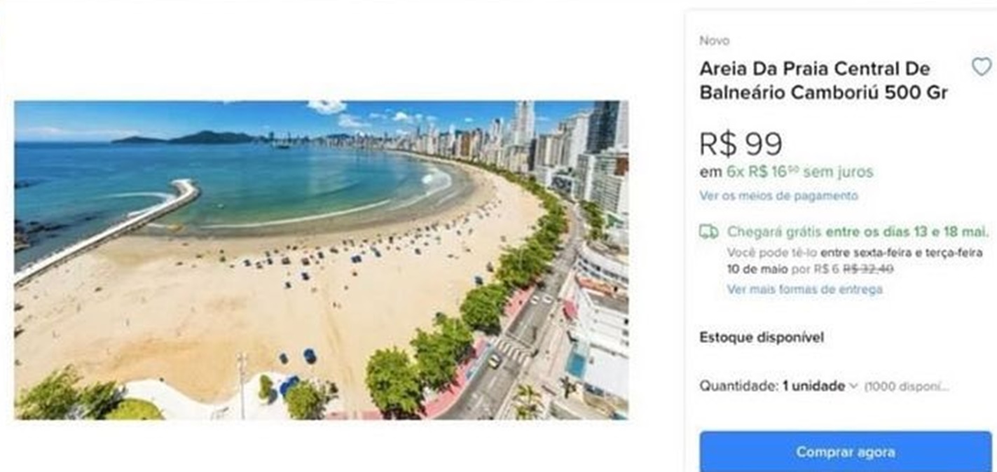 Areia da praia central de Balneário Camboriú