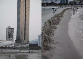 Degraus voltam a aparecer na praia central de Balneário Camboriú