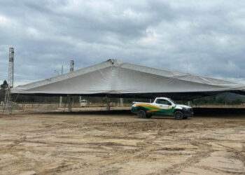 Pavilhão do Acampamento Farroupilha já está sendo montado