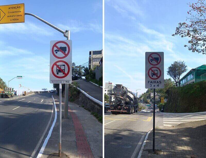 Veículos de grande porte proibido na Av. Panorâmica