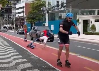 Policia identifica patinador suspeito de agressão em ciclofaixa de Balneário Camboriú