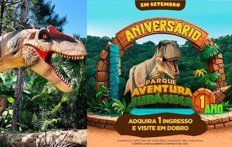 Parque Aventura Jurássica completa um ano em Balneário Camboriú