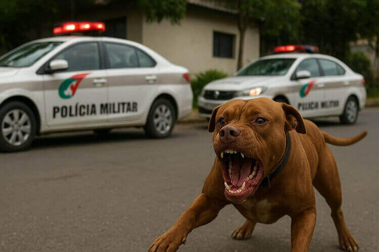 Policiais são atacados por pit bull durante prisão por tráfico em Balneário Camboriú