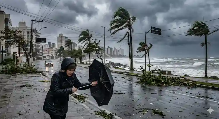 Ciclone extratropical em SC provoca ventos de até 100 km/h e queda de temperatura
