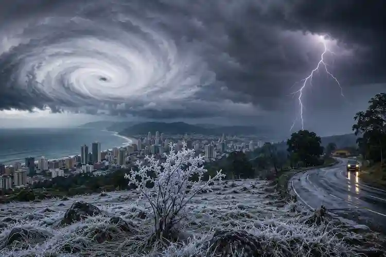 Ciclone extratropical traz temporais e frio congelante para Santa Catarina