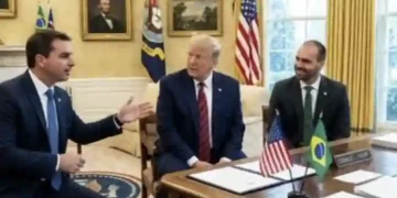 Trump confunde Eduardo e Flávio Bolsonaro após encontro com Lula no G7