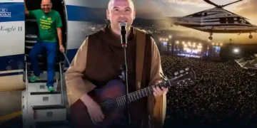 Luciano Hang ajuda Frei Gilson a chegar em SC e show atrai cerca de 100 mil pessoas em Navegantes