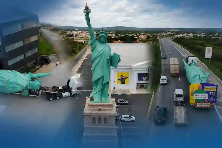 Estátua da Liberdade da Havan deixa Camboriú e percorre 1,4 mil km até nova loja em Goiás  