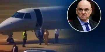Vídeo mostra Moraes e esposa desembarcando de jatinho ligado a Vorcaro no Rio