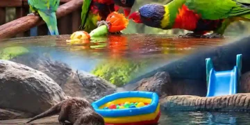 Brinquedos, piscina de bolinhas e escorregador: animais de aquário entram no clima do Dia das Crianças