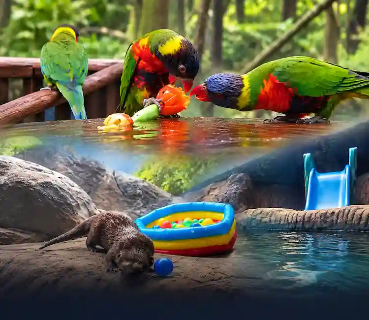 Brinquedos, piscina de bolinhas e escorregador: animais de aquário entram no clima do Dia das Crianças Brinquedos, piscina de bolinhas e escorregador: animais de aquário entram no clima do Dia das Crianças
