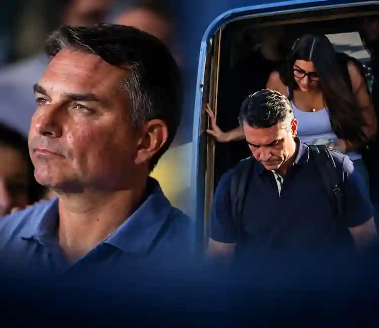 Flávio Bolsonaro em imagem de destaque após chegar aos Estados Unidos com a família. carta de Flávio Bolsonaro, Flávio Bolsonaro nos Estados Unidos, oposição a Lula, Donald Trump, Javier Milei, eleições presidenciais.