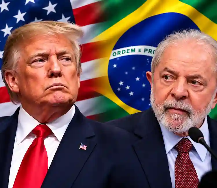 Donald Trump e Lula em contexto de tensão diplomática entre Estados Unidos e Brasil.